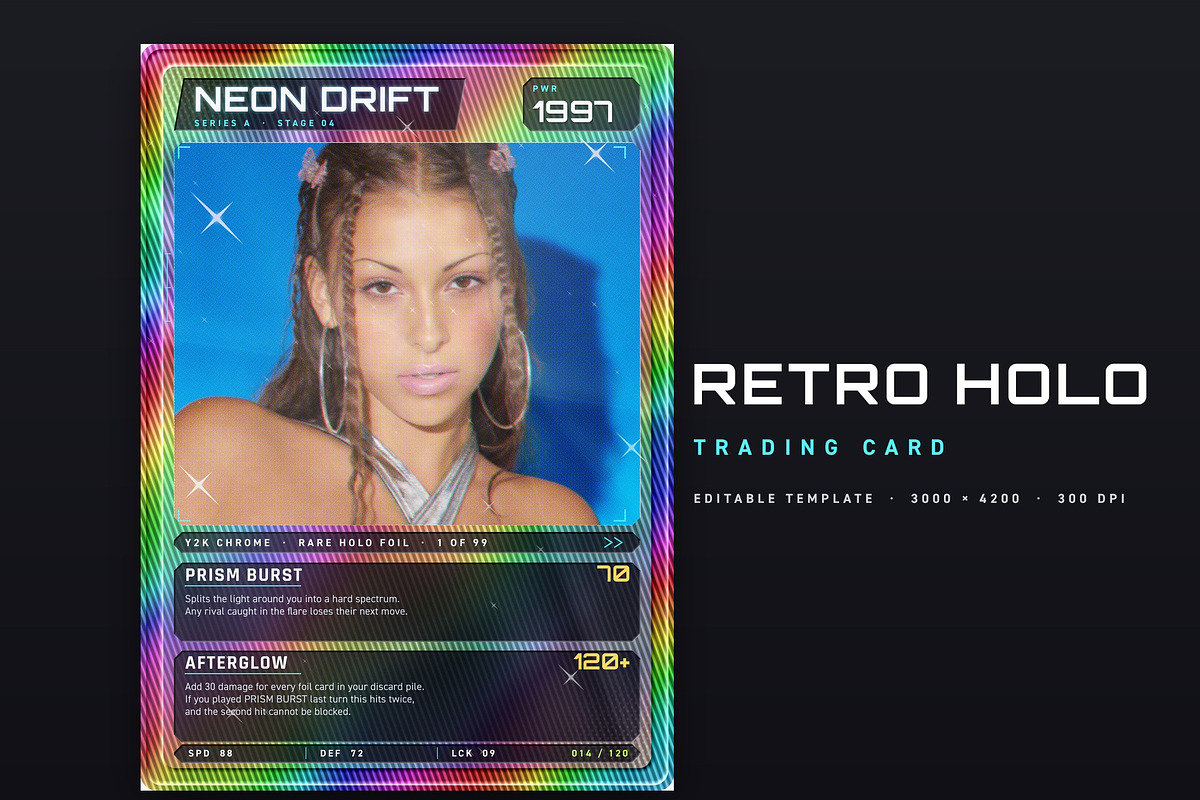 Holographic Trading Card Template, a Social Media Template by DesignerCandies (Photo 1 of 4)