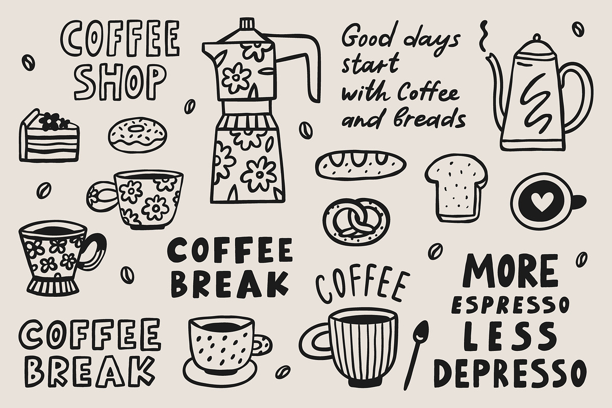 Coffee shop graphic elements, a Food Illustration by piyacler (Photo 3 of 6)