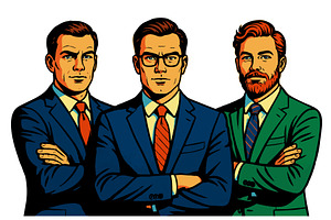 Confident Businessmen Standing, a Person Illustration by AlexArt