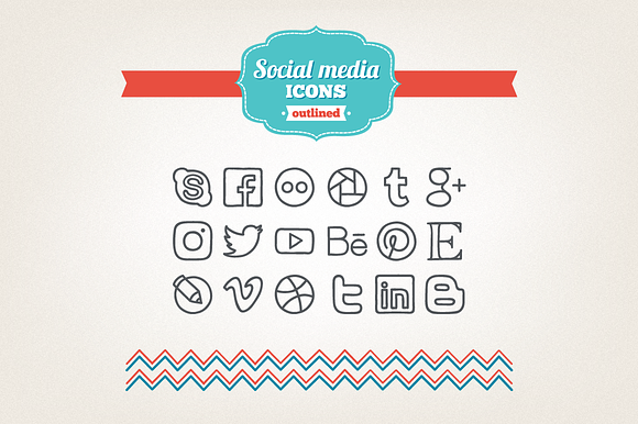 Hand drawn social media icons preview 2