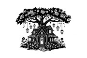 Tree House Silhouette SVG Bundle, an Illustration by jahid234 (Thumbnail 24 of 31)