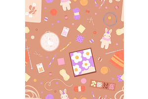 Handcraft seamless pattern, an Illustration by LadadikArt