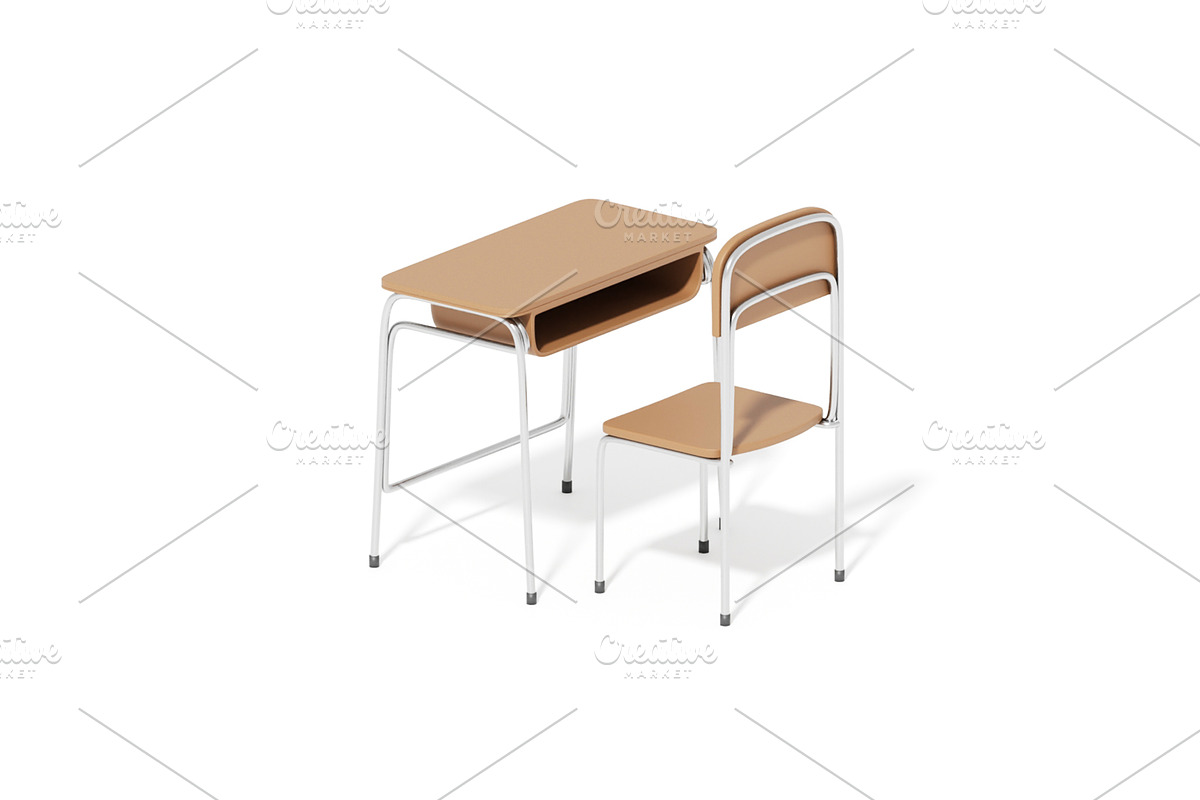 School Chair 3D Model, a Furniture 3D Model by mrfauzi (Photo 3 of 13)