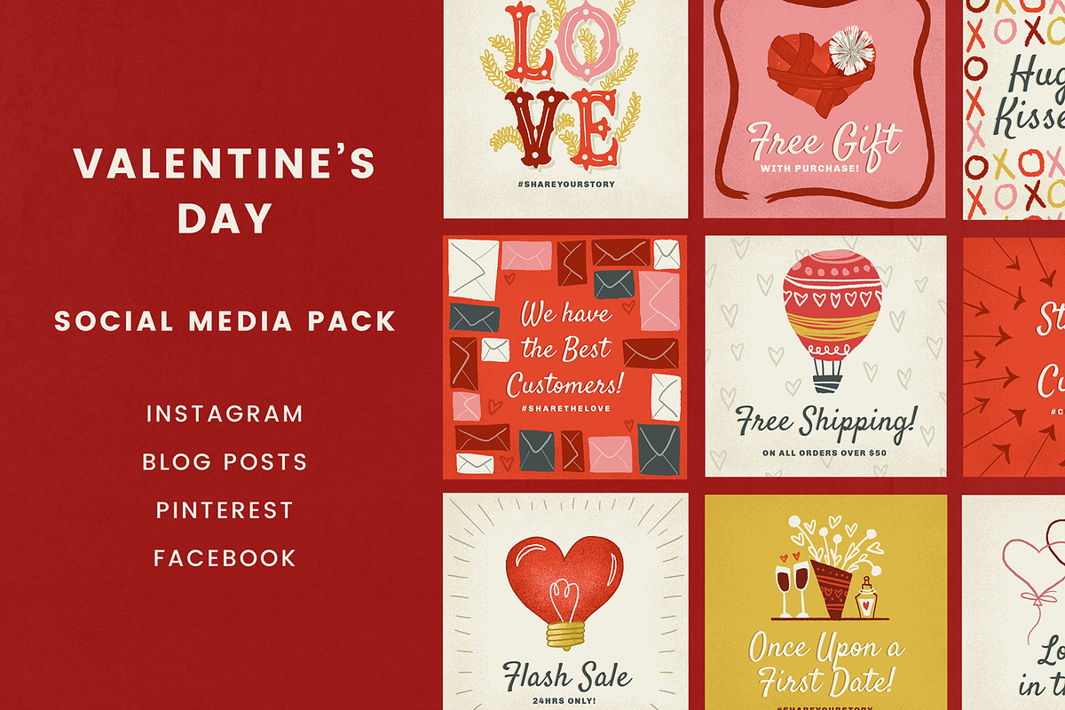 Valentine's Day Social Pack, a Social Media Template by Hues of Hodges (Photo 1 of 6)