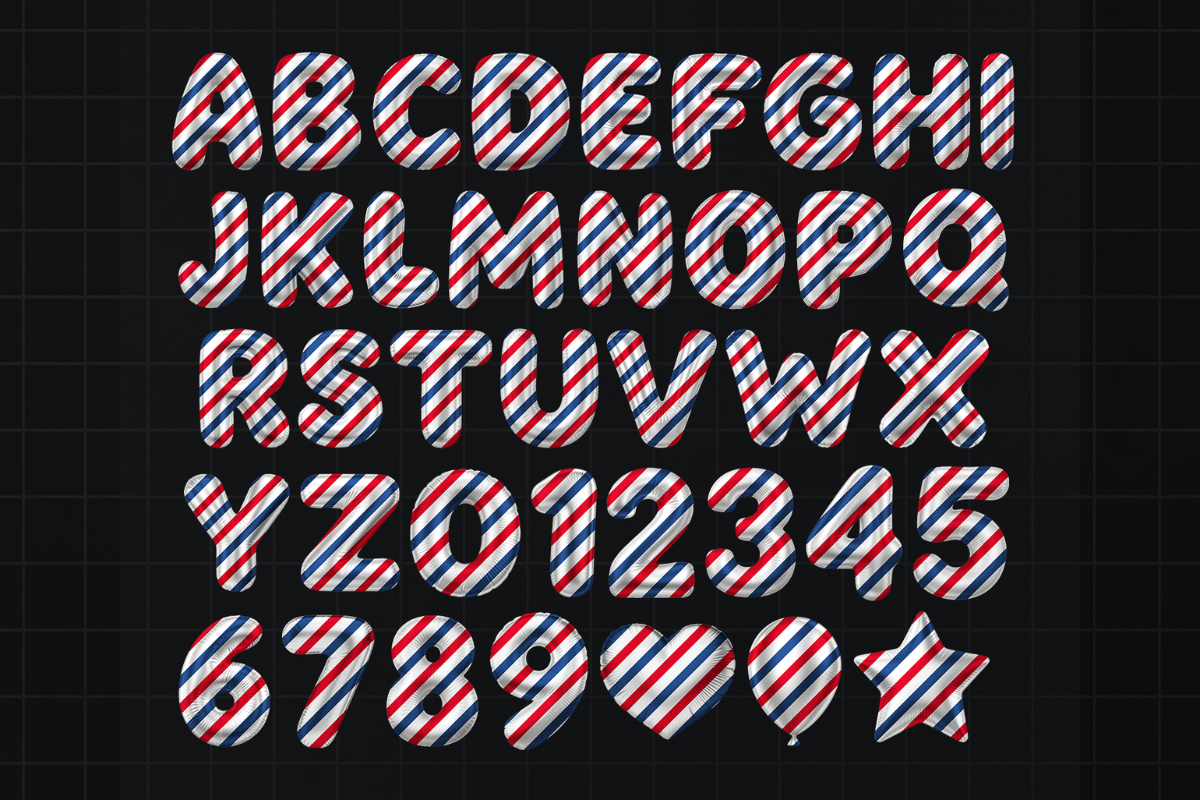 American USA Flag Balloon Font PNG, a Symbol Font by Jozoor (Photo 2 of 9)