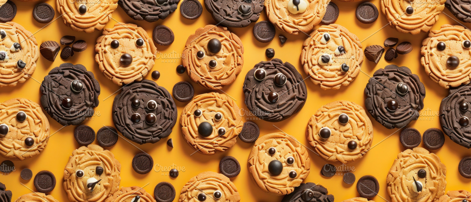 A vibrant display of chocolate cooki, a Photo by LOGOCREATIVE