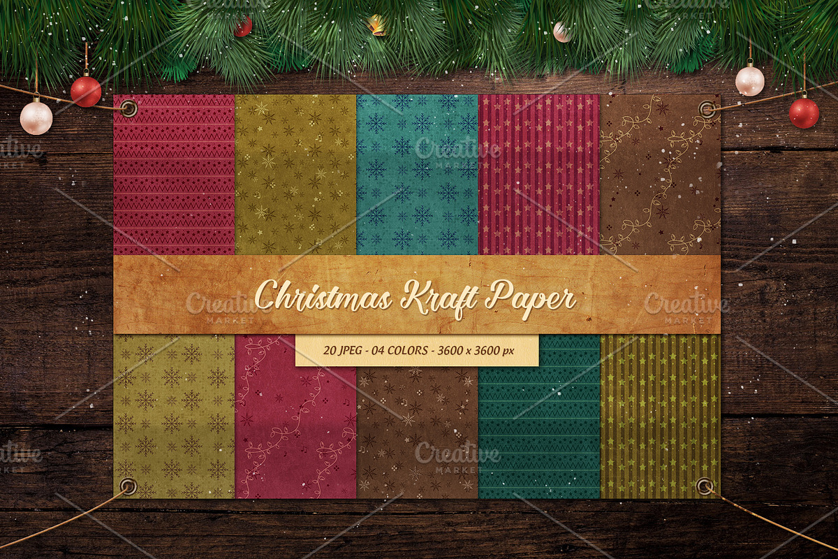 20 Christmas Kraft Papers, a Texture Graphic by Orange Fox (Photo 3 of 7)