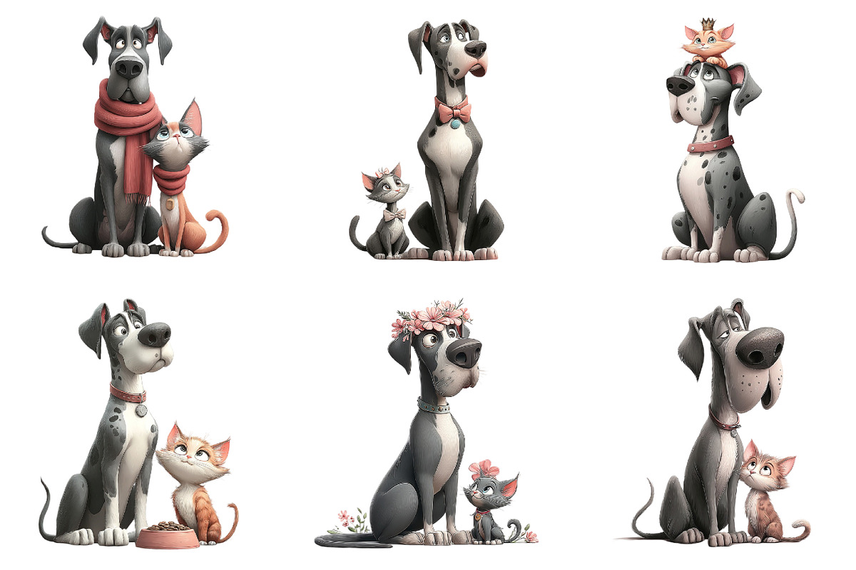 Great Danes with Kittens Clipart, an Illustration by DreamArtGraphic (Photo 3 of 7)
