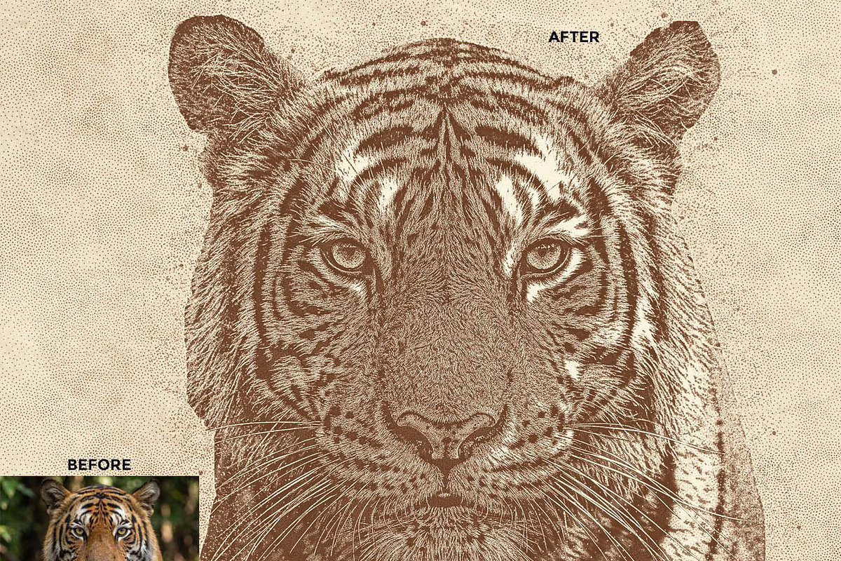 Stipple Ink Artist FX Ps Action, an Action Add-On by Studio Retouch (Photo 3 of 12)