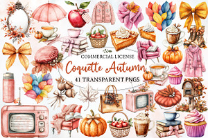 Hand-drawn Coquette Autumn Clipart, an Illustration by Designworld