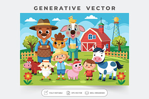 A group of cheerful farm animals and, a Graphic by Iftikhar Alam