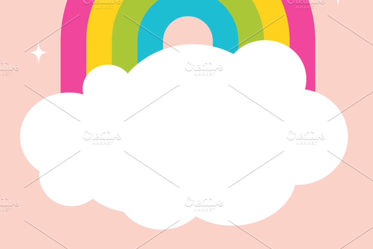 Cute Rainbow With Cloud And Sparkle, a Decorative Illustration by Black White Mouse Design (Photo 6 of 6)