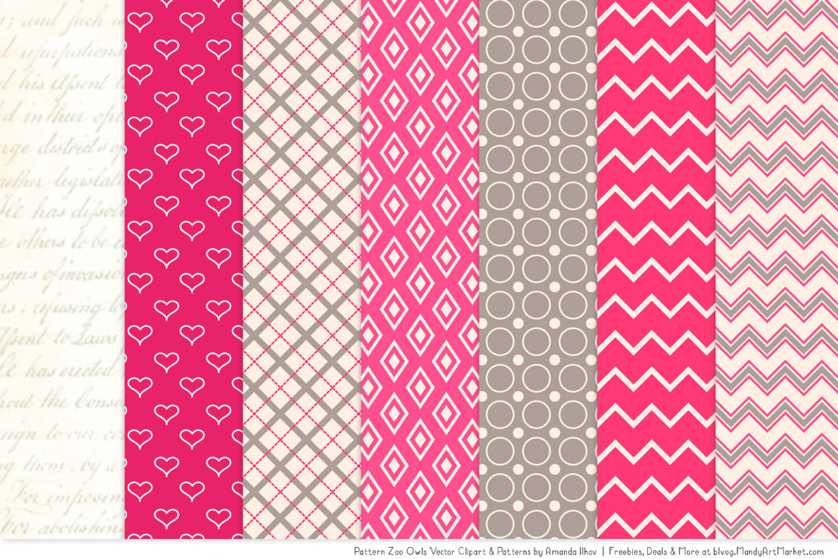 Owls Clipart & Patterns in Hot Pink, an Animal Illustration by Amanda Ilkov (Photo 4 of 4)