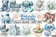 Blue Toile Baby Clipart, an Illustration by DreamCafeArt (Thumbnail 1 of 7)