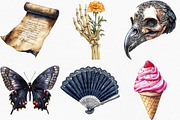 Watercolor Dark Gothic Core Clipart, an Illustration by Canvas Craft (Thumbnail 3 of 7)