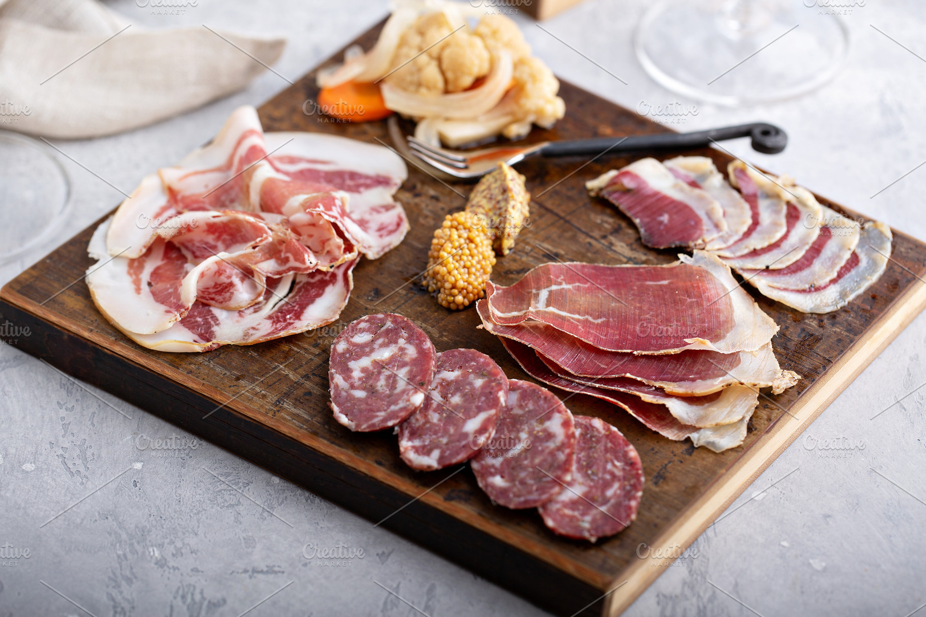 Meat charcuterie board, a Food & Drink Photo by farwasser