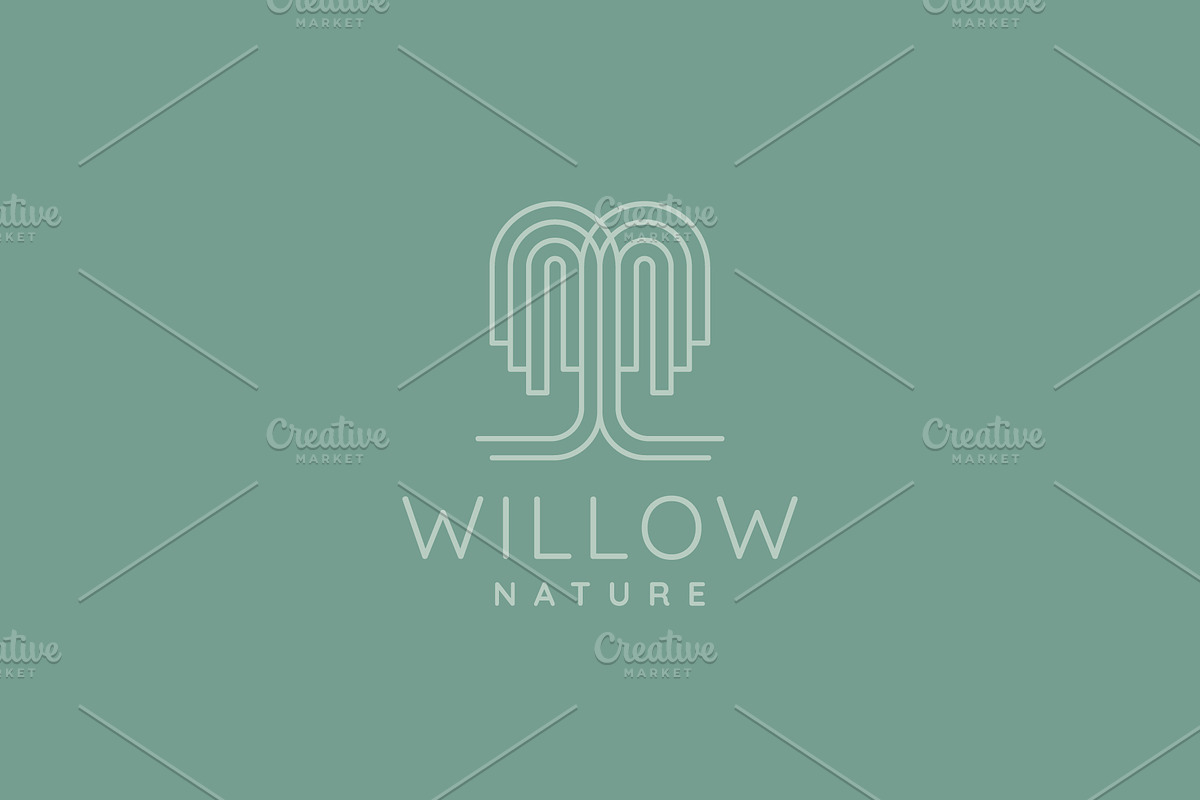 willow tree nature line art logo, a Branding & Logo Template by Blazybone