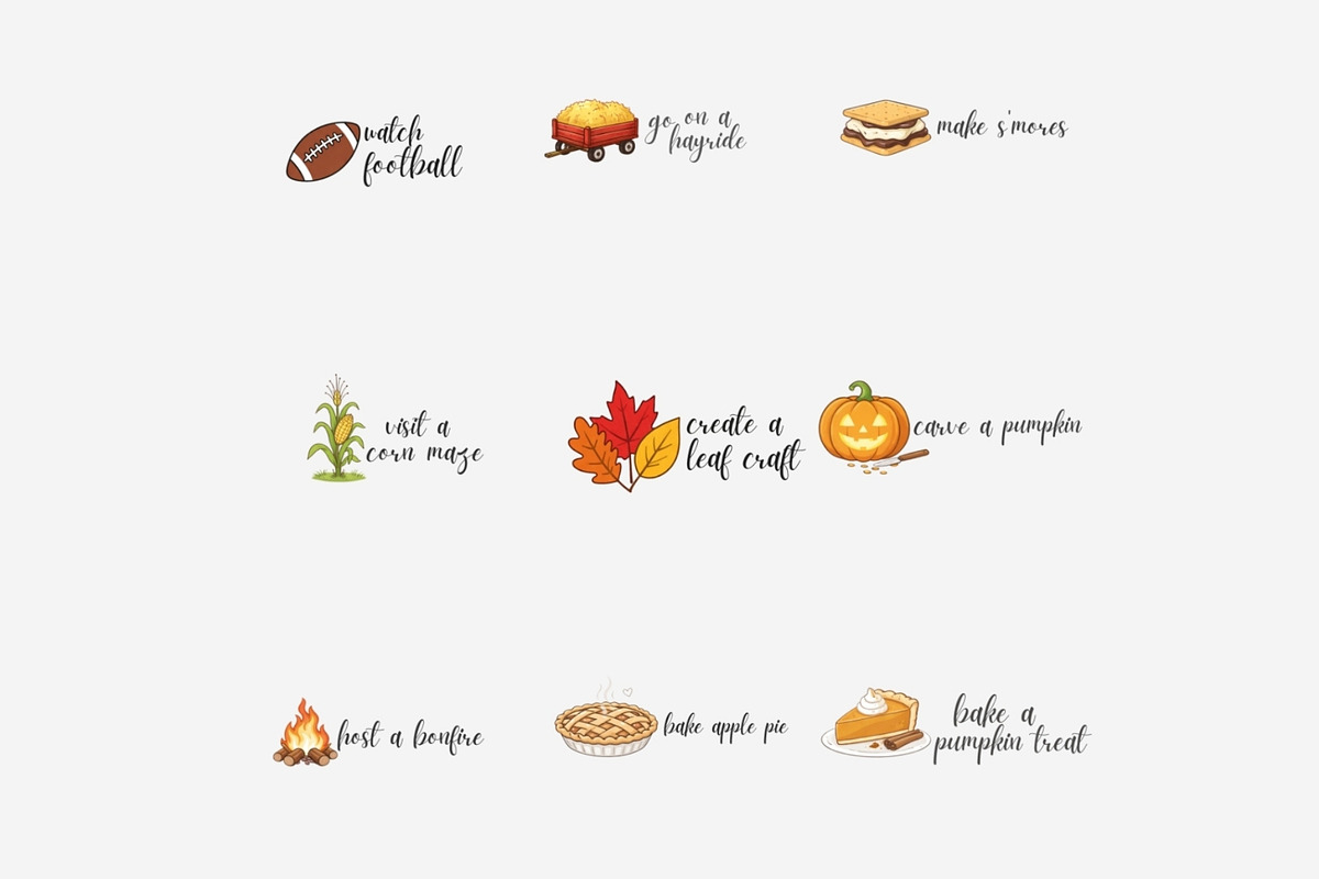 Autumn Bucket List PNG Bundle Part 2, an Emoji Icon by Tanya Kart (Photo 4 of 4)