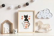 Cat Silhouette Love Coffee Clipart, an Illustration by CreationArt (Thumbnail 5 of 9)