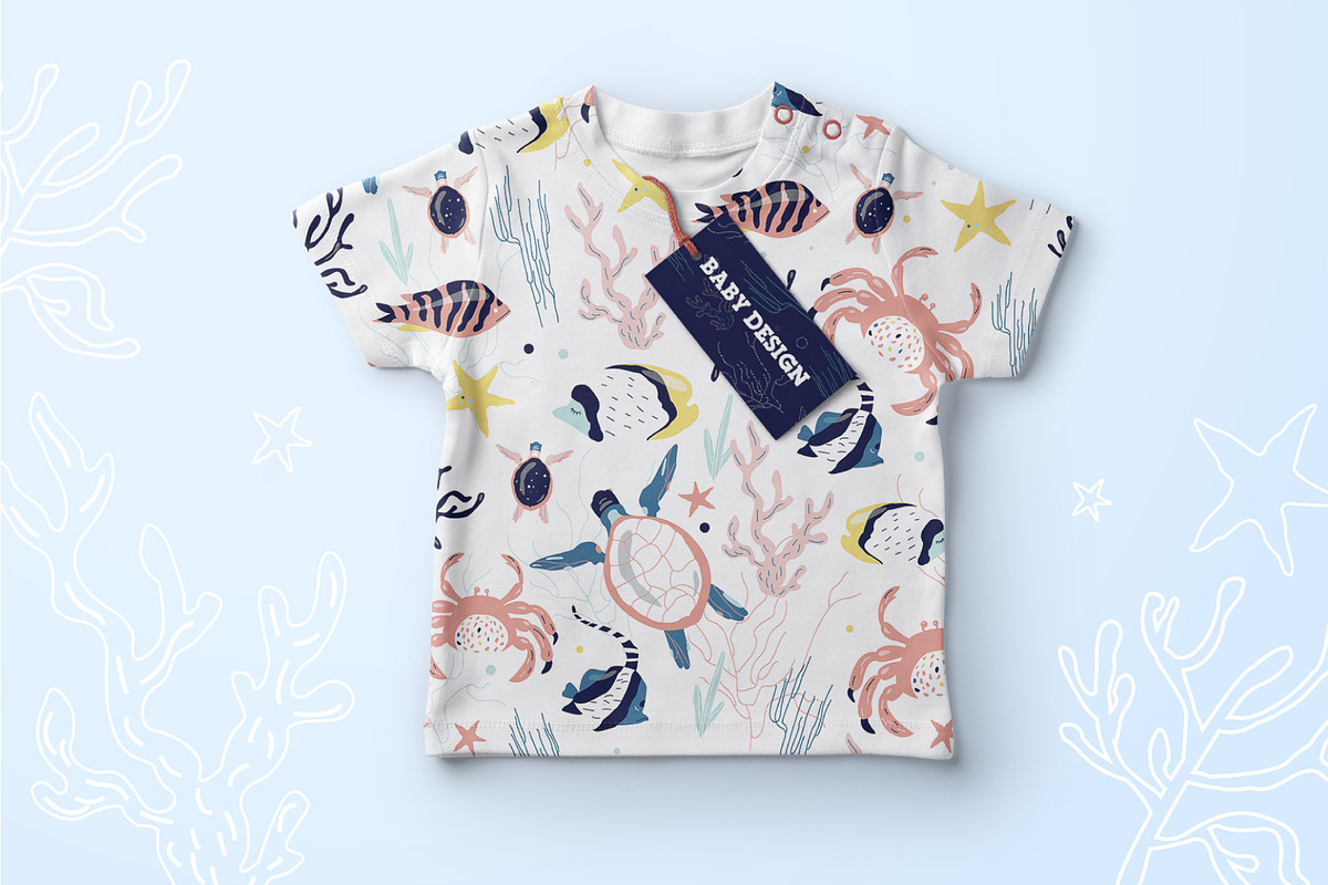 8 cute sea bottom patterns, a Pattern Graphic by narinadraban (Photo 4 of 4)