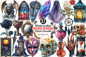 Watercolor Gothic Reverie Clipart, an Illustration by Canvas Craft