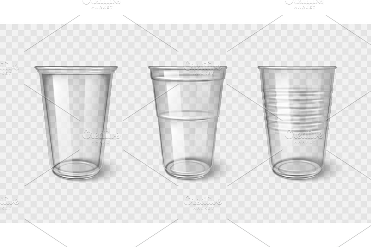 Clear plastic disposable cups, a Food Illustration by art PVP - market