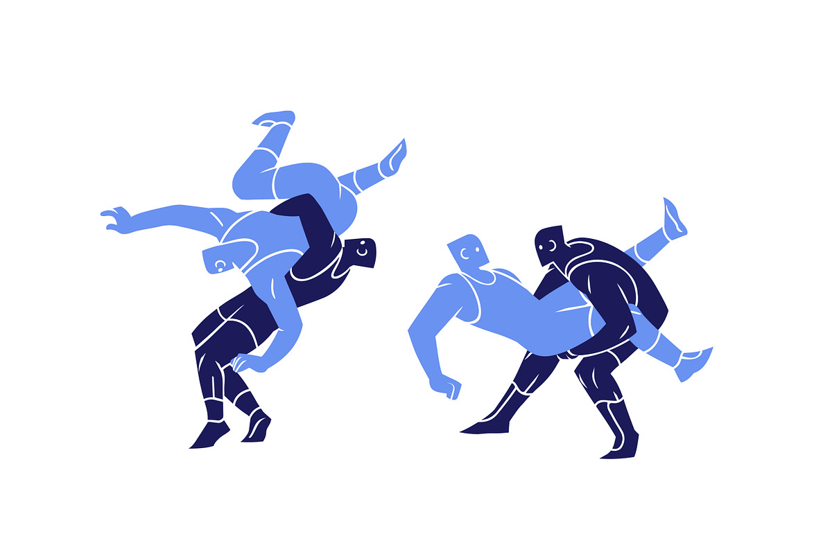 Wrestling poses, wrestlers fight set, a Sport Illustration by PaperTrident (Photo 6 of 6)