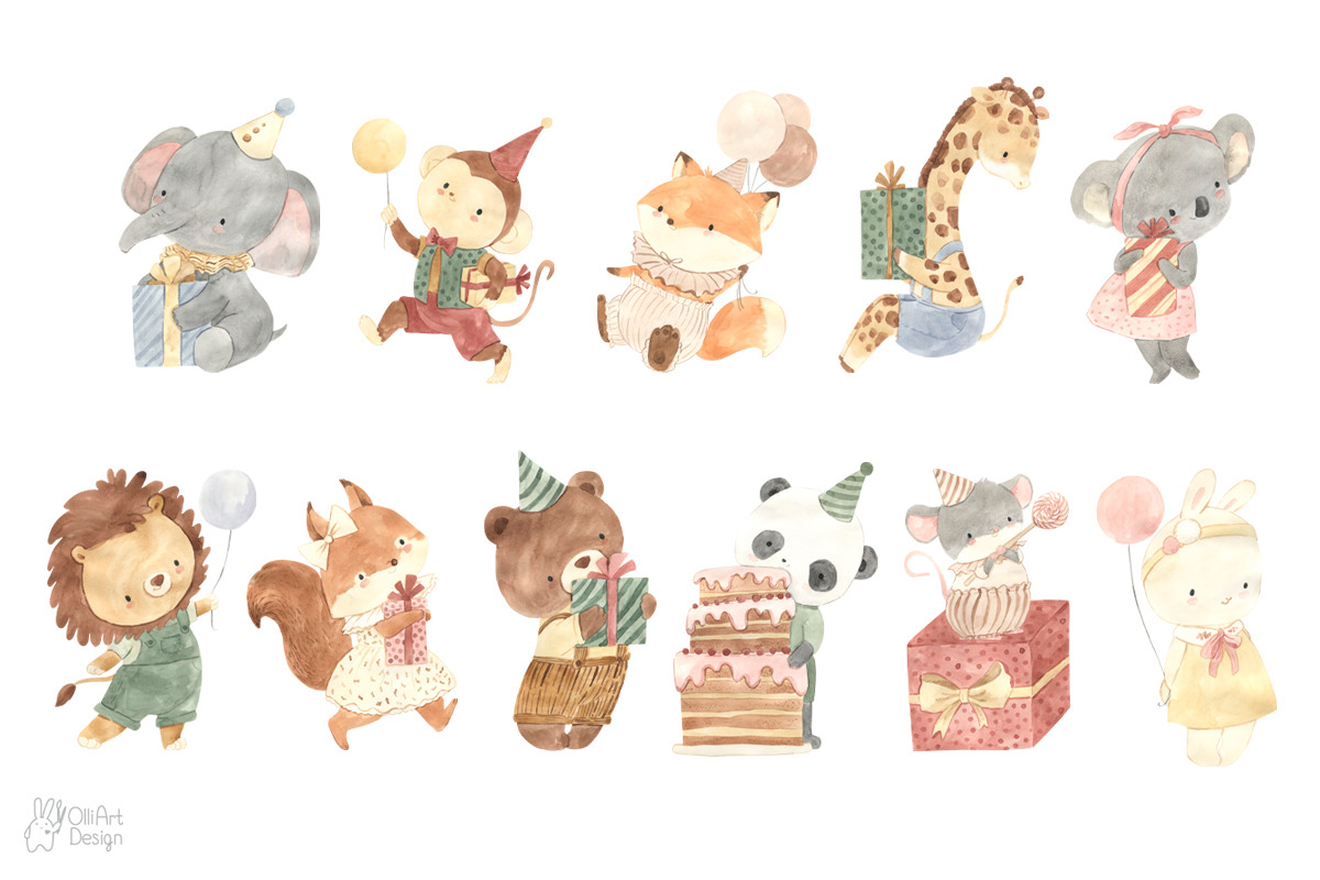 HAPPY BIRTHDAY. Watercolor, an Animal Illustration by OlliArtDesign (Photo 2 of 14)