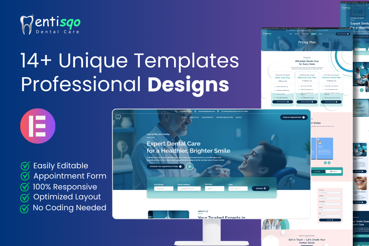Dentisqo Dental Elementor Kit, a WordPress Template by AwaisTheTechie (Photo 2 of 2)