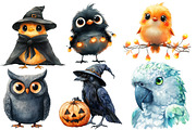 Watercolor Halloween Birds Clipart, an Illustration by Designworld (Thumbnail 4 of 6)