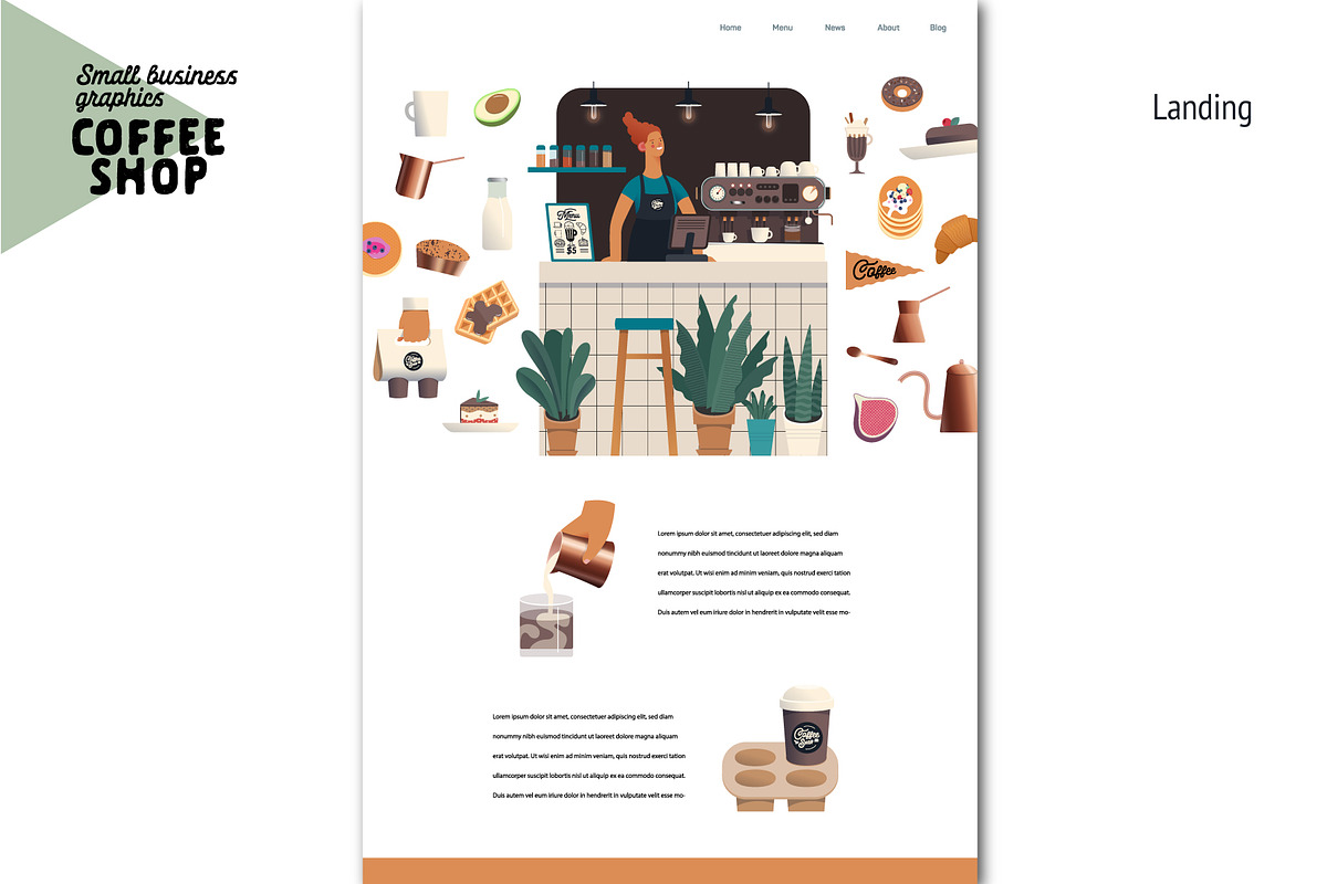 Coffee shop, Small business (vector), a Templates & Theme by Grivina's shop (Photo 13 of 20)