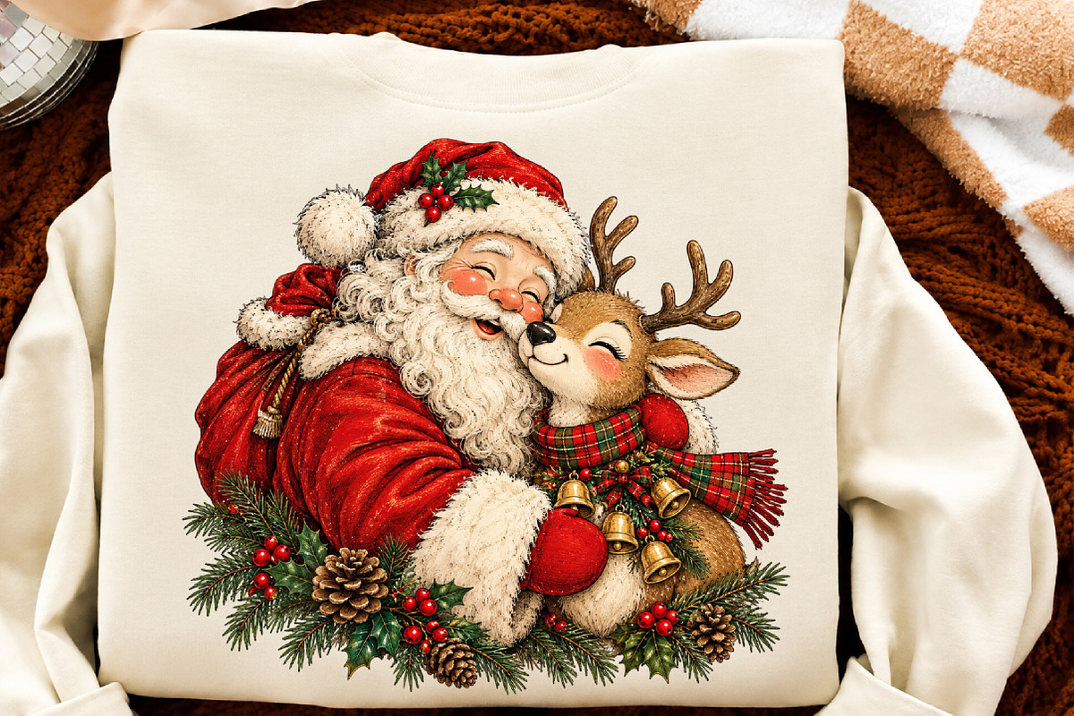 Christmas Santa PNG, Cute Reindeer, a Seasonal Illustration by Craft Nest (Photo 6 of 6)