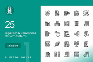 25 LegalTech & Compliance Icons, an Outline Icon by IconBunny