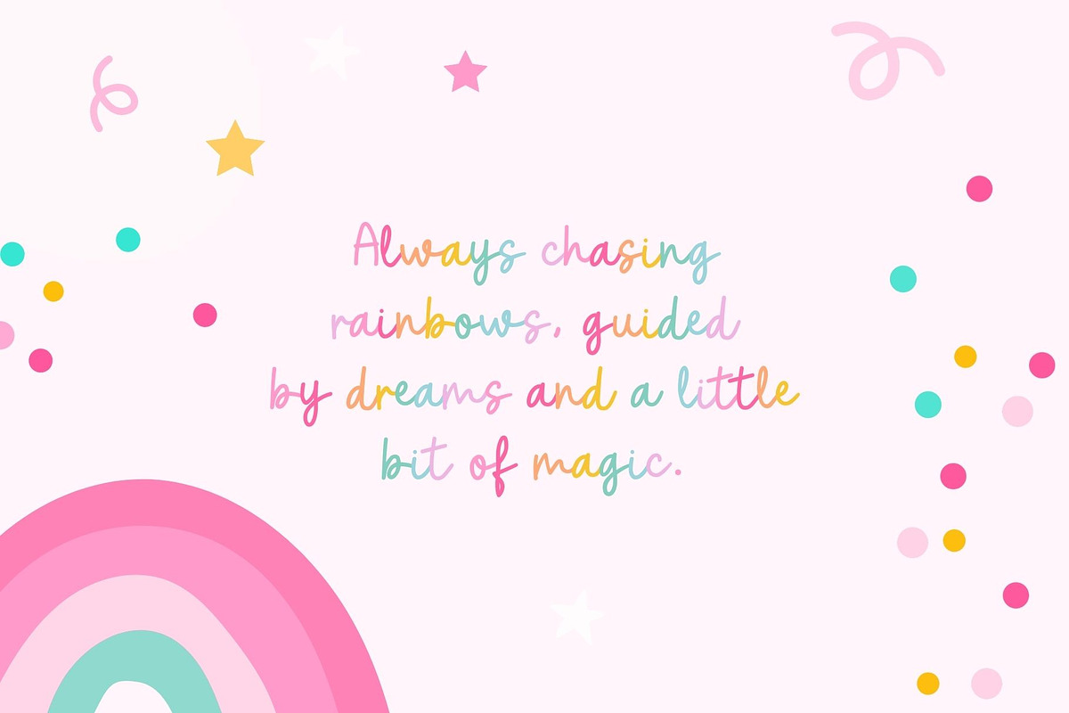 Chasing Rainbows Script Font, a Script Font by Sparkle & Speckle (Photo 3 of 7)