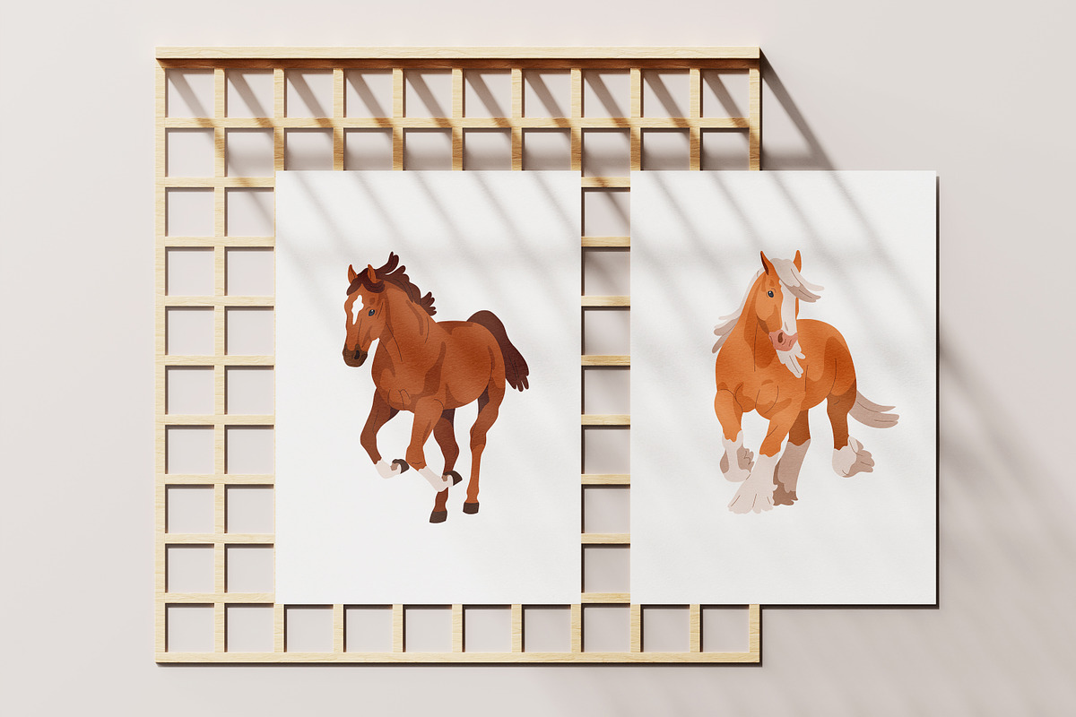Horses, equine animal breeds set, an Animal Illustration by Good Studio (Photo 5 of 5)