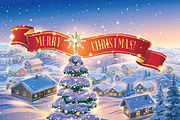 Festive Christmas landscape, a Decorative Illustration by Countryside life (Thumbnail 2 of 10)
