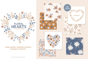 Floral Hearts - Romantic Collection, a Pattern Graphic by simpleblues