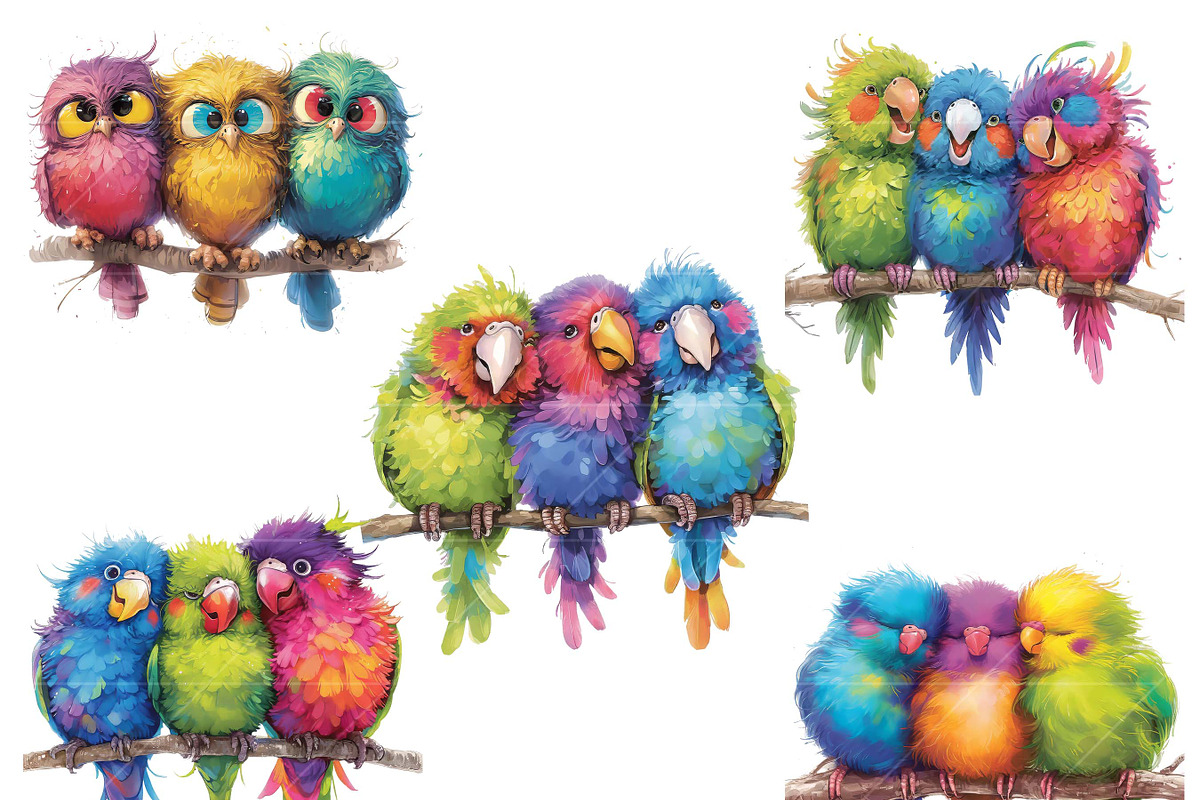 Colorful Birds On Branch Clipart, an Animal Illustration by Design Scotch (Photo 5 of 7)