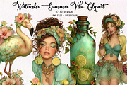 Watercolor Summer Vibe Clipart, an Illustration by CreationArt (Thumbnail 1 of 7)