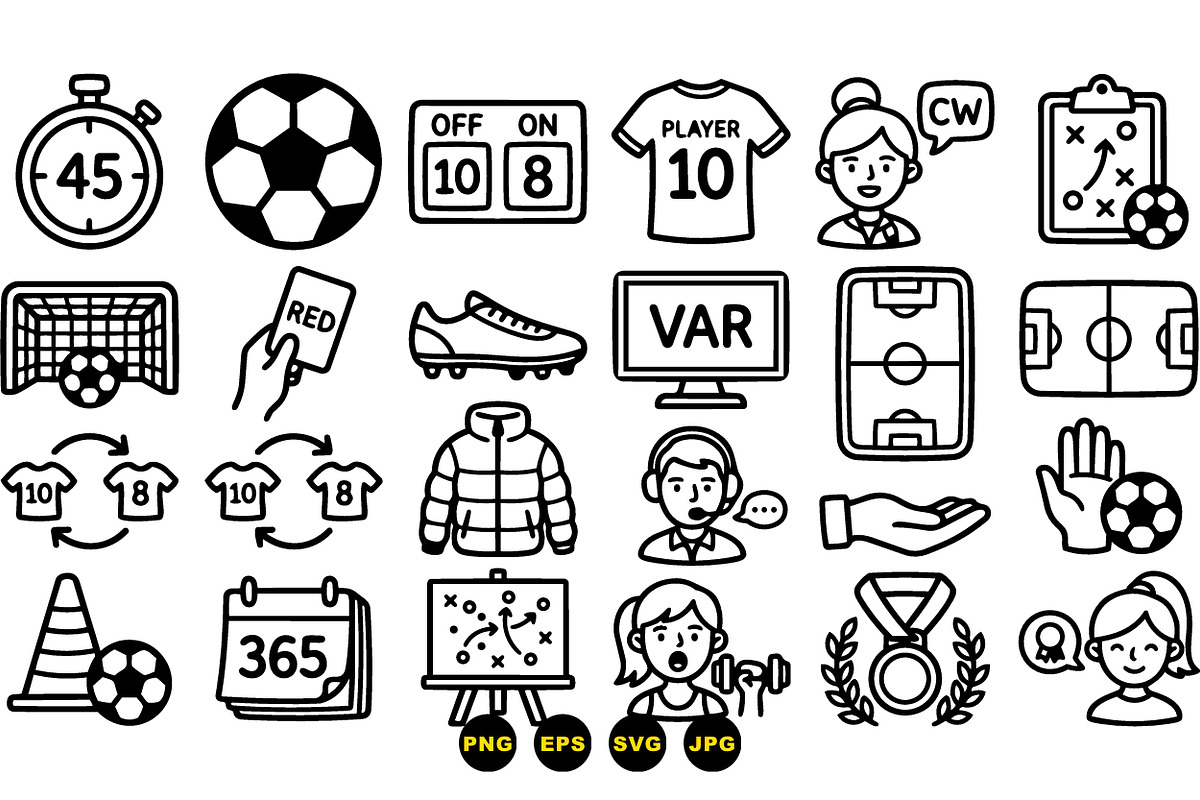 Soccer Sport Icon Clipart Set, an Illustration by designvectx (Photo 3 of 3)