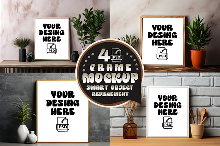 4 Frame Mockup & Poster Mockup psd, a Product Mockup by one-touch