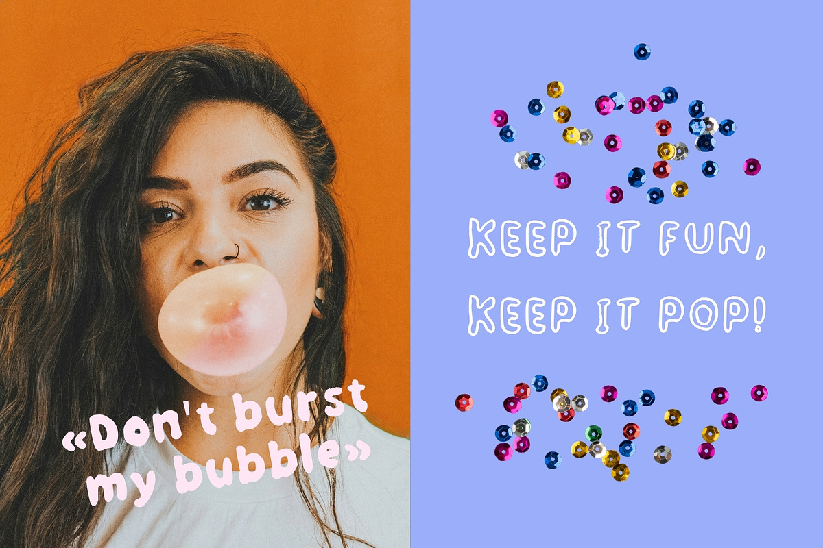 Bubble Gum Club. Playful trio font, a Handwritten Font by PaperJamLab (Photo 2 of 14)