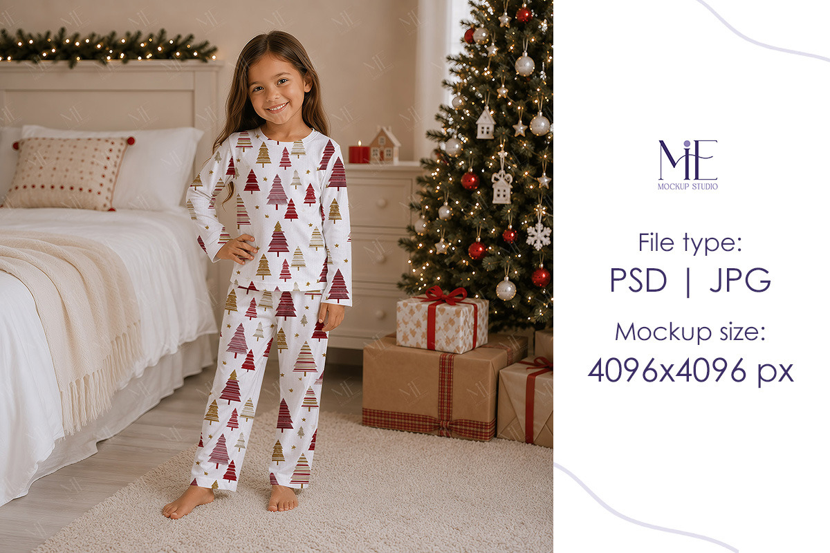 Christmas Pajama Clothing Mockup, a Shirt Mockup by Mie Mockup Studio (Photo 6 of 7)