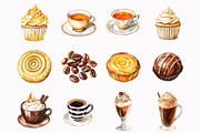 Watercolor coffee Clipart, an Illustration by Design Market (Thumbnail 2 of 5)