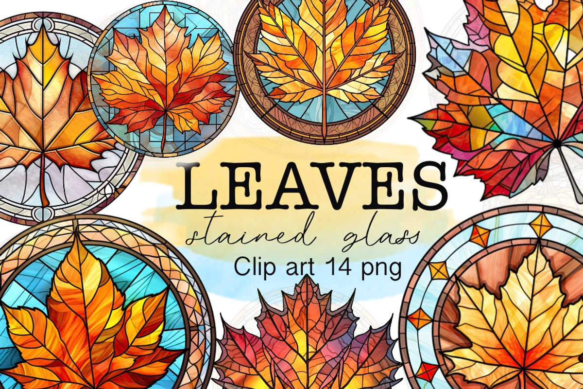 Autumn Leaves PNG Stained Glass, a Seasonal Illustration by Tanya Kart (Photo 1 of 7)