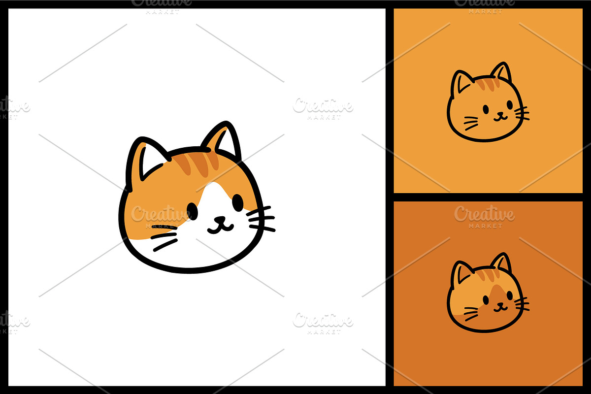 Cute Cartoon Cat Head Icon for Pets, an Animal Illustration by quadrazo