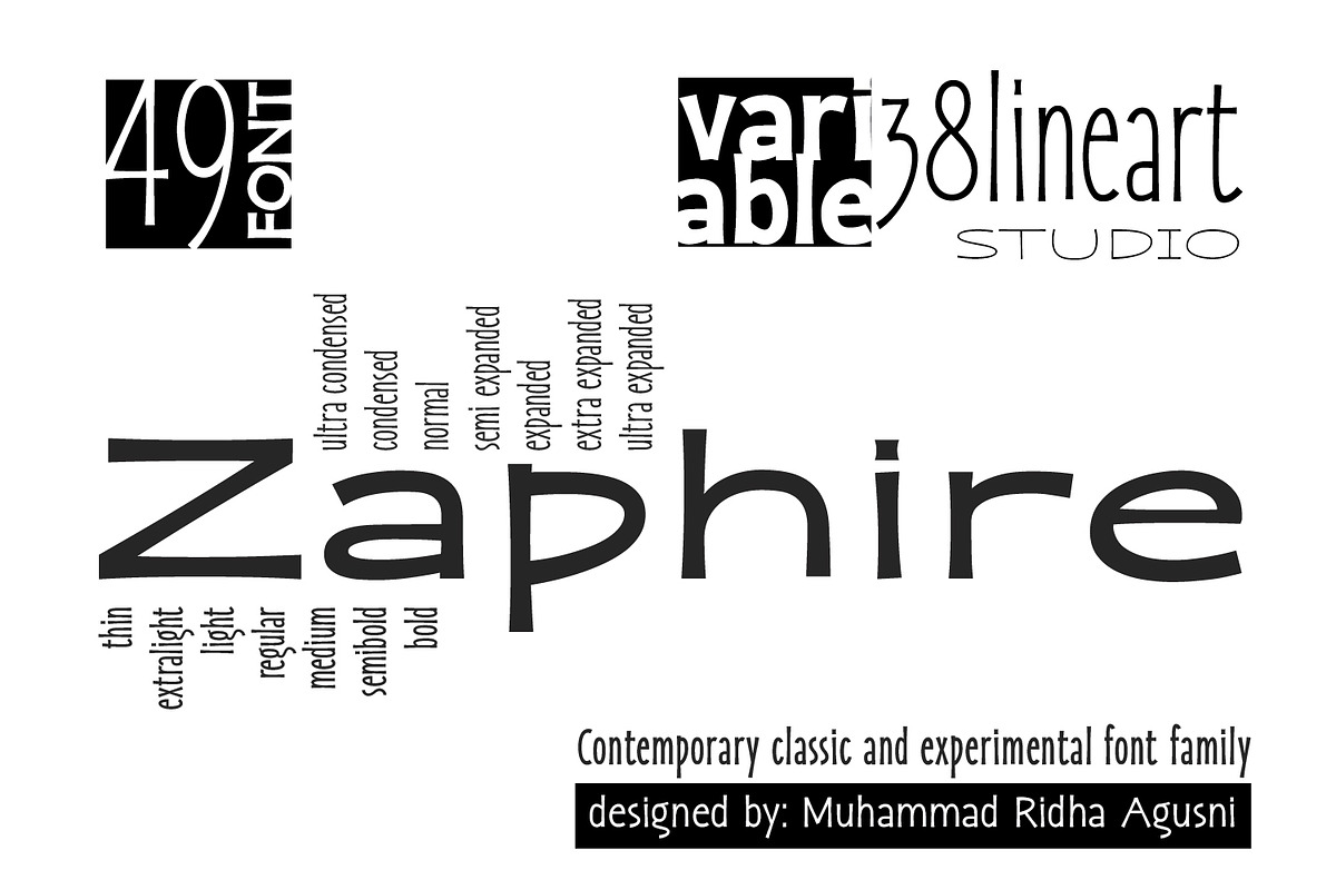 Zaphire - Typeface, a Script Font by Ridha-38.lineart (Photo 1 of 7)