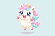 Kawaii Baby Unicorn Jumping, an Animal Illustration by Artpon Illustration (Thumbnail 1 of 3)
