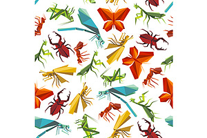 Paper Origami Insects Pattern