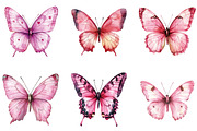 Watercolor Pink Butterfly Clipart, an Illustration by CraftArtStudio (Thumbnail 3 of 6)